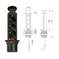 Блок розеток (КА-01009160) выдвижной круг. d60мм, 16А, 3 поста, черн., провод 1,8м с вилк