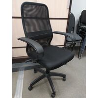 Кресло офисное SU-C-8 подл.130/осн.001 Сиденье тк-сетка черн/Спинка сетка Х1 черн